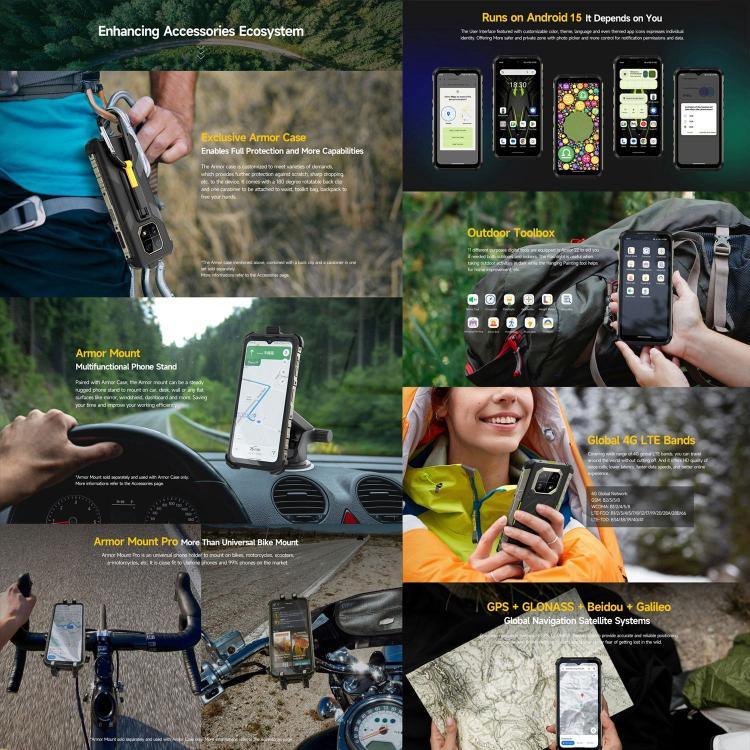 Ulefone Armor 22، هاتف مقاوم بمعيار IP68/IP69K، شاشة 6.58 بوصة أندرويد 15 معالج MediaTek Helio G96 ثماني النواة، الشبكة: 4G، NFC، OTG، 8 جيجابايت + 128 جيجابايت، 8 جيجابايت + 256 جيجابايت