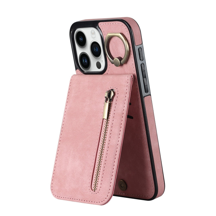 غطاء هاتف بحلقة وزر سحاب مع فتحة بطاقة RFID بتصميم رجعي، لهواتف iPhone 16 Pro، iPhone 16 Plus، iPhone 16، iPhone 15 Pro Max، iPhone 15 Pro، iPhone 15 Plus