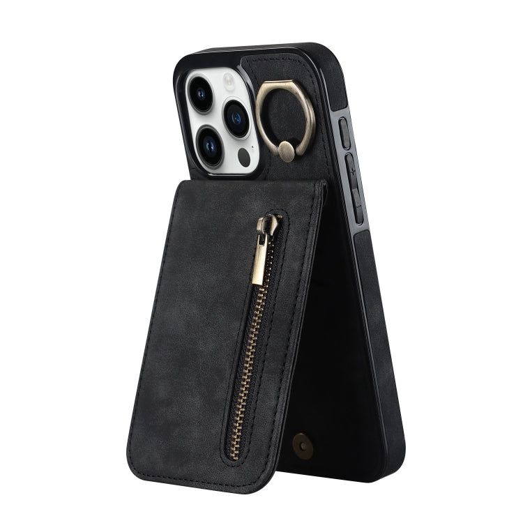 غطاء هاتف بحلقة وزر سحاب مع فتحة بطاقة RFID بتصميم رجعي، لهواتف iPhone 16 Pro، iPhone 16 Plus، iPhone 16، iPhone 15 Pro Max، iPhone 15 Pro، iPhone 15 Plus