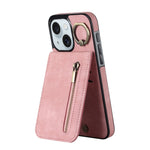 غطاء هاتف بحلقة وزر سحاب مع فتحة بطاقة RFID بتصميم رجعي، لهواتف iPhone 16 Pro، iPhone 16 Plus، iPhone 16، iPhone 15 Pro Max، iPhone 15 Pro، iPhone 15 Plus