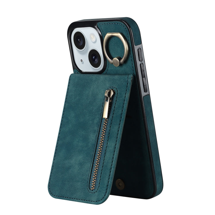 غطاء هاتف بحلقة وزر سحاب مع فتحة بطاقة RFID بتصميم رجعي، لهواتف iPhone 16 Pro، iPhone 16 Plus، iPhone 16، iPhone 15 Pro Max، iPhone 15 Pro، iPhone 15 Plus