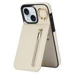 غطاء هاتف بحلقة وزر سحاب مع فتحة بطاقة RFID بتصميم رجعي، لهواتف iPhone 16 Pro، iPhone 16 Plus، iPhone 16، iPhone 15 Pro Max، iPhone 15 Pro، iPhone 15 Plus