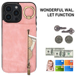 غطاء هاتف بحلقة وزر سحاب مع فتحة بطاقة RFID بتصميم رجعي، لهواتف iPhone 16 Pro، iPhone 16 Plus، iPhone 16، iPhone 15 Pro Max، iPhone 15 Pro، iPhone 15 Plus
