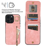 غطاء هاتف بحلقة وزر سحاب مع فتحة بطاقة RFID بتصميم رجعي، لهواتف iPhone 16 Pro، iPhone 16 Plus، iPhone 16، iPhone 15 Pro Max، iPhone 15 Pro، iPhone 15 Plus