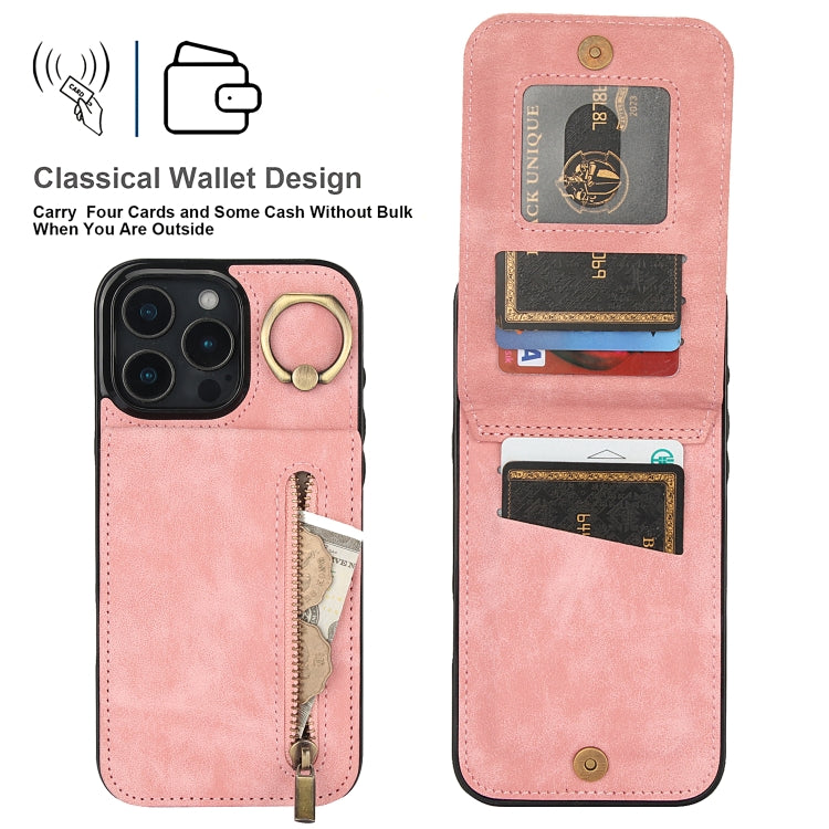 غطاء هاتف بحلقة وزر سحاب مع فتحة بطاقة RFID بتصميم رجعي، لهواتف iPhone 16 Pro، iPhone 16 Plus، iPhone 16، iPhone 15 Pro Max، iPhone 15 Pro، iPhone 15 Plus