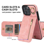 غطاء هاتف بحلقة وزر سحاب مع فتحة بطاقة RFID بتصميم رجعي، لهواتف iPhone 16 Pro، iPhone 16 Plus، iPhone 16، iPhone 15 Pro Max، iPhone 15 Pro، iPhone 15 Plus