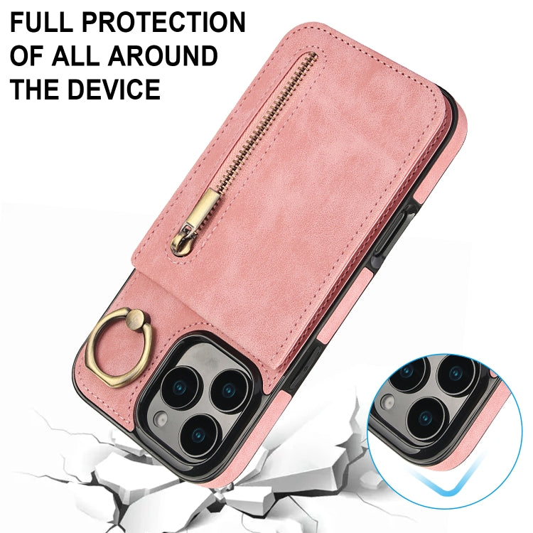 غطاء هاتف بحلقة وزر سحاب مع فتحة بطاقة RFID بتصميم رجعي، لهواتف iPhone 16 Pro، iPhone 16 Plus، iPhone 16، iPhone 15 Pro Max، iPhone 15 Pro، iPhone 15 Plus