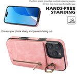 غطاء هاتف بحلقة وزر سحاب مع فتحة بطاقة RFID بتصميم رجعي، لهواتف iPhone 16 Pro، iPhone 16 Plus، iPhone 16، iPhone 15 Pro Max، iPhone 15 Pro، iPhone 15 Plus