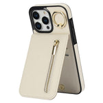 غطاء هاتف بحلقة وزر سحاب مع فتحة بطاقة RFID بتصميم رجعي، لهواتف iPhone 16 Pro، iPhone 16 Plus، iPhone 16، iPhone 15 Pro Max، iPhone 15 Pro، iPhone 15 Plus