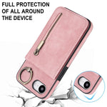 غطاء هاتف بحلقة وزر سحاب بتقنية RFID لبطاقات الذاكرة، لهواتف iPhone 17e / 16e، iPhone 17 Pro Max، iPhone 17 Pro، iPhone 17، iPhone Air، iPhone 16 Pro Max