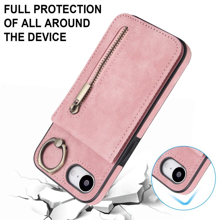 غطاء هاتف بحلقة وزر سحاب بتقنية RFID لبطاقات الذاكرة، لهواتف iPhone 17e / 16e، iPhone 17 Pro Max، iPhone 17 Pro، iPhone 17، iPhone Air، iPhone 16 Pro Max