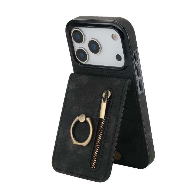 غطاء هاتف بحلقة وزر سحاب بتقنية RFID لبطاقات الذاكرة، لهواتف iPhone 17e / 16e، iPhone 17 Pro Max، iPhone 17 Pro، iPhone 17، iPhone Air، iPhone 16 Pro Max