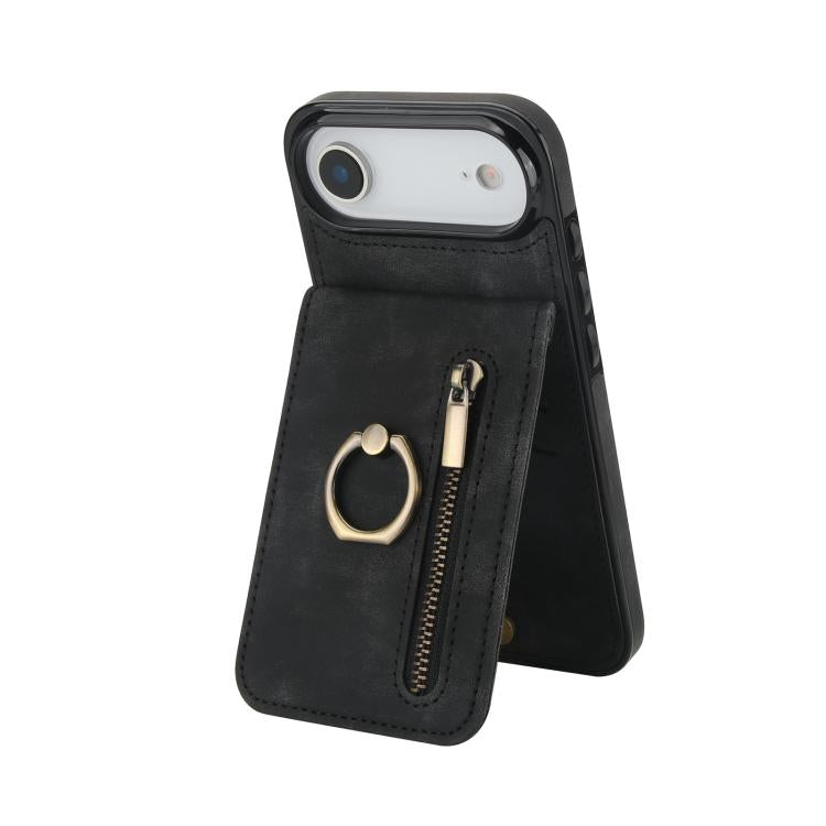 غطاء هاتف بحلقة وزر سحاب بتقنية RFID لبطاقات الذاكرة، لهواتف iPhone 17e / 16e، iPhone 17 Pro Max، iPhone 17 Pro، iPhone 17، iPhone Air، iPhone 16 Pro Max