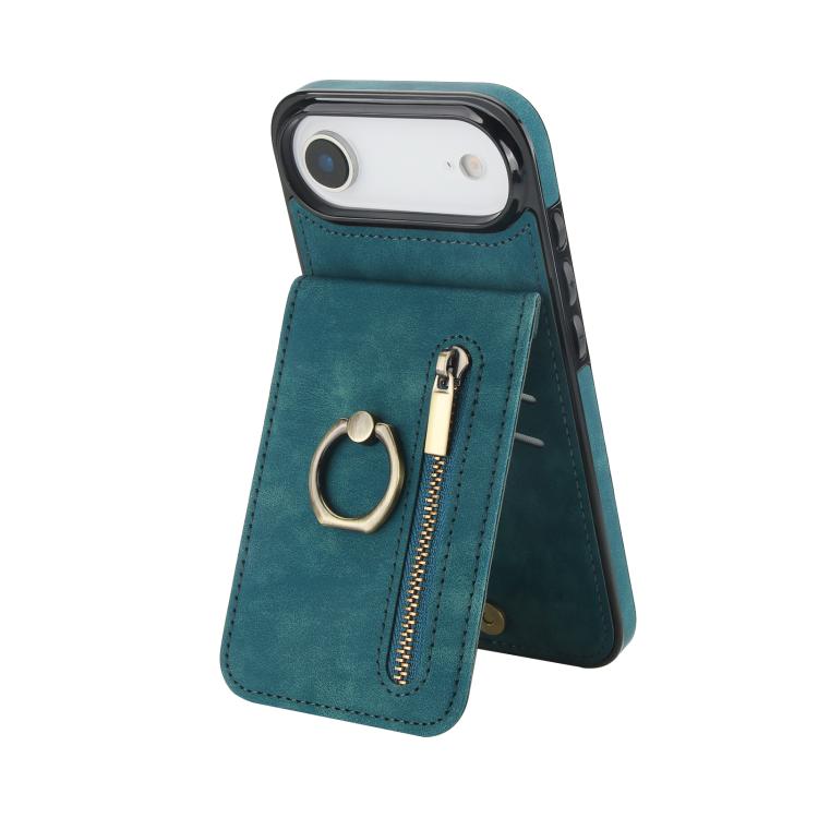 غطاء هاتف بحلقة وزر سحاب بتقنية RFID لبطاقات الذاكرة، لهواتف iPhone 17e / 16e، iPhone 17 Pro Max، iPhone 17 Pro، iPhone 17، iPhone Air، iPhone 16 Pro Max
