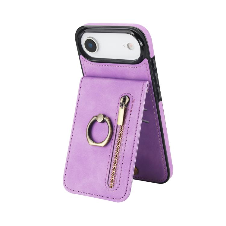 غطاء هاتف بحلقة وزر سحاب بتقنية RFID لبطاقات الذاكرة، لهواتف iPhone 17e / 16e، iPhone 17 Pro Max، iPhone 17 Pro، iPhone 17، iPhone Air، iPhone 16 Pro Max