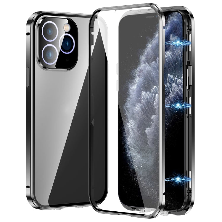 غطاء هاتف زجاج مقسى عالي الدقة بمشبك مزدوج مغناطيسي، لهاتف iPhone 11 Pro