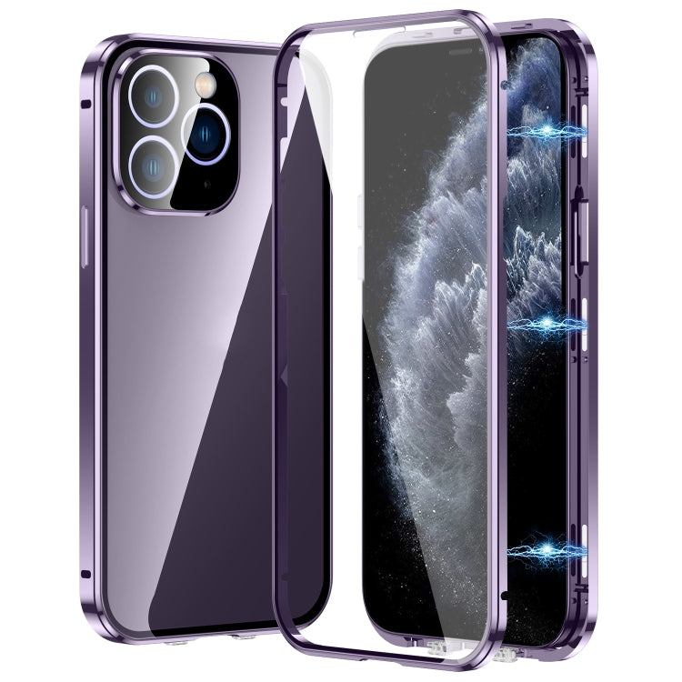 غطاء هاتف زجاج مقسى عالي الدقة بمشبك مزدوج مغناطيسي، لهاتف iPhone 11 Pro