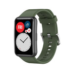 Silicone Silver Steel Buckle Watch Band, For Huawei Watch Fit Special Edition