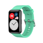 Silicone Silver Steel Buckle Watch Band, For Huawei Watch Fit Special Edition