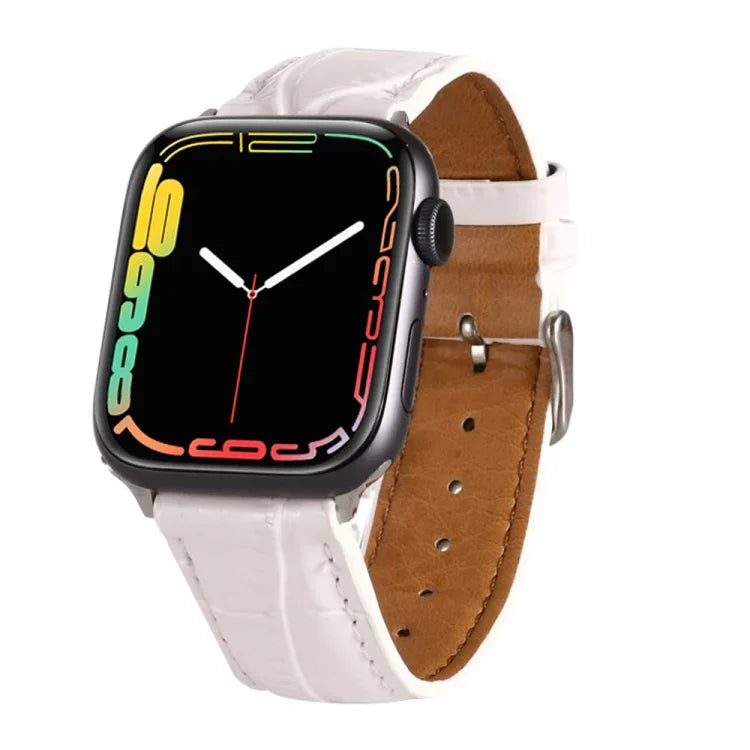 Crocodile Texture Leather Wrist Strap, For Apple Watch Series 7 45mm / 6 & SE & 5 & 4 44mm / 3 & 2 & 1 42mm, For Apple Watch Ultra 49mm / Series 8&7 45mm / SE 2&6&SE&5&4 44mm / 3&2&1 42mm, For Apple Watch Series 8&7 41mm / SE 2&6&SE&5&4 40mm / 3&2&1 38...
