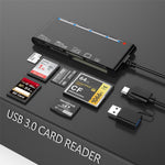 قارئ بطاقات متعدد الوظائف CR7 USB3.0 + Type-C لبطاقات CF / XD / MS / SD / TF 7 في 1، USB3.0 + Type-C