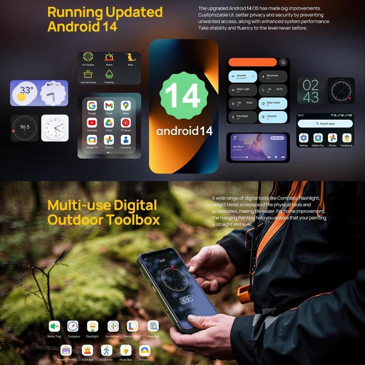 Ulefone Armor 24، هاتف مقاوم، بصمة إصبع جانبية، بطارية 22000 مللي أمبير، شاشة 6.78 بوصة أندرويد 14 معالج MediaTek Helio G96 ثماني النواة، الشبكة: 4G، NFC، Armor 24
