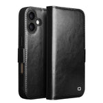 غطاء هاتف من الجلد الطبيعي الكلاسيكي QIALINO مع إبزيم 103، لهواتف iPhone 17e / 16e، iPhone 17 Pro Max، iPhone 17 Pro، iPhone 17، iPhone Air، iPhone 15 Pro Max، iPhone 15 Plus، iPhone 15