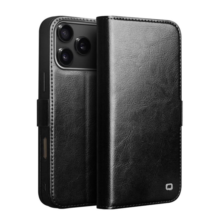 غطاء هاتف من الجلد الطبيعي الكلاسيكي QIALINO مع إبزيم 103، لهواتف iPhone 17e / 16e، iPhone 17 Pro Max، iPhone 17 Pro، iPhone 17، iPhone Air، iPhone 15 Pro Max، iPhone 15 Plus، iPhone 15