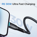 JOYROOM SA32-CL3 سلسلة النجوم، كابل شحن سريع ونقل بيانات USB-C / Type-C إلى 8 دبابيس بقوة 30 واط، USB-C / Type-C إلى 8 دبابيس