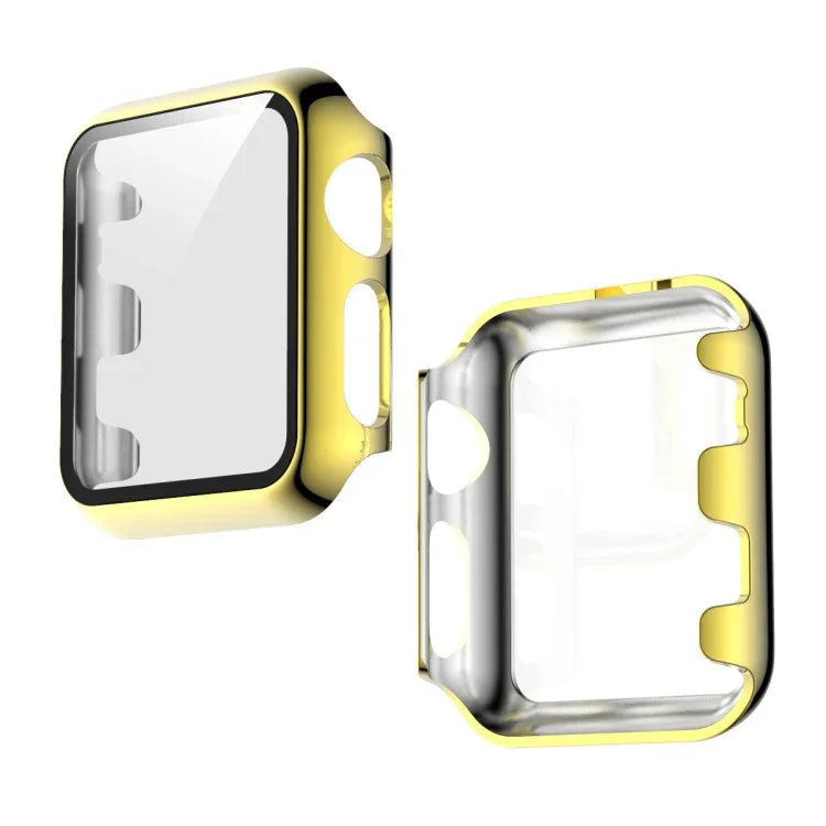 غطاء حماية متكامل من علبة PC مطلية بالكهرباء + فيلم مقسى، لسلسلة Apple Watch 3 & 2 & 1 مقاس 38مم، لسلسلة Apple Watch 3 & 2 & 1 مقاس 42مم، لسلسلة Apple Watch 5 & 4 مقاس 40مم، لسلسلة Apple Watch 5 & 4 مقاس 44مم