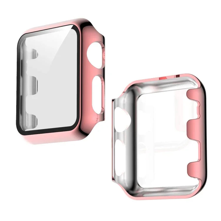 غطاء حماية متكامل من علبة PC مطلية بالكهرباء + فيلم مقسى، لسلسلة Apple Watch 3 & 2 & 1 مقاس 38مم، لسلسلة Apple Watch 3 & 2 & 1 مقاس 42مم، لسلسلة Apple Watch 5 & 4 مقاس 40مم، لسلسلة Apple Watch 5 & 4 مقاس 44مم