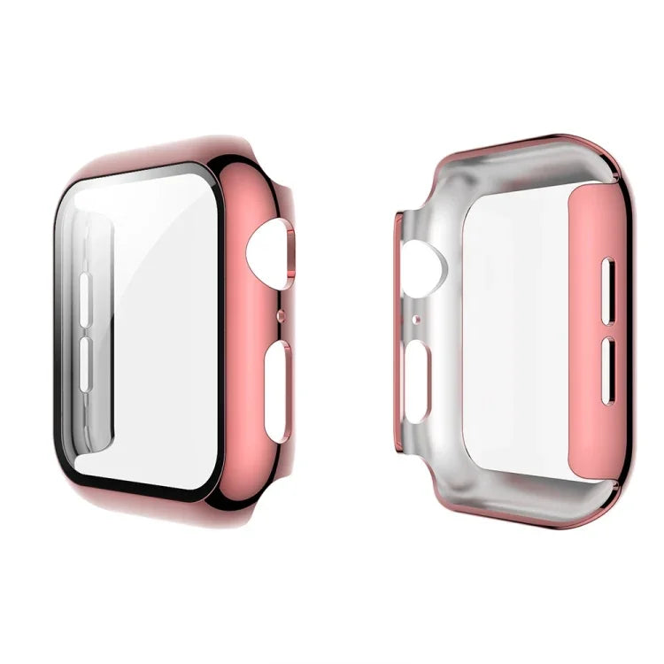 غطاء حماية متكامل من علبة PC مطلية بالكهرباء + فيلم مقسى، لسلسلة Apple Watch 3 & 2 & 1 مقاس 38مم، لسلسلة Apple Watch 3 & 2 & 1 مقاس 42مم، لسلسلة Apple Watch 5 & 4 مقاس 40مم، لسلسلة Apple Watch 5 & 4 مقاس 44مم