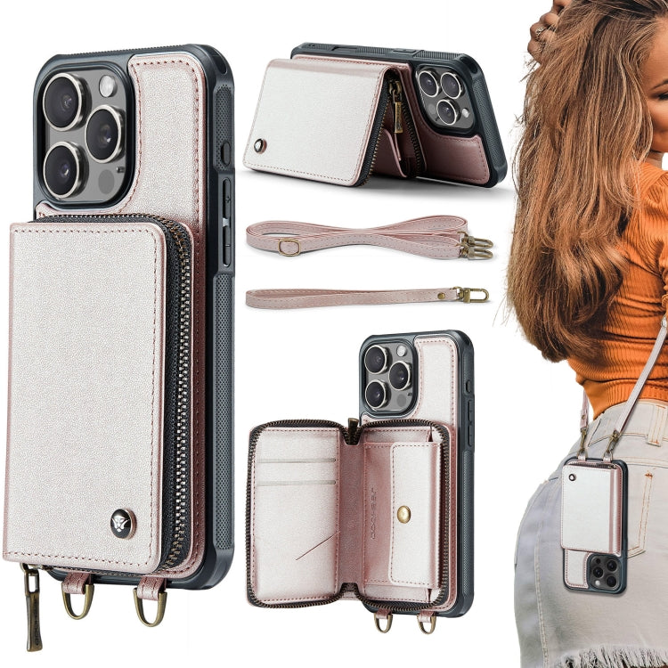 غطاء هاتف من الجلد مع محفظة بسحاب وسلسلتين JEEHOOD C22، لهواتف iPhone 17 Pro Max، iPhone 17 Pro، iPhone Air، iPhone 16 Pro Max، iPhone 16 Pro، iPhone 16 Plus، iPhone 16، iPhone 15 Pro Max