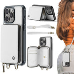غطاء هاتف من الجلد مع محفظة بسحاب وسلسلتين JEEHOOD C22، لهواتف iPhone 17 Pro Max، iPhone 17 Pro، iPhone Air، iPhone 16 Pro Max، iPhone 16 Pro، iPhone 16 Plus، iPhone 16، iPhone 15 Pro Max