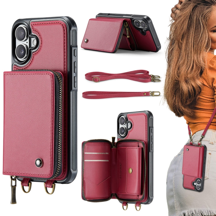 غطاء هاتف من الجلد مع محفظة بسحاب وسلسلتين JEEHOOD C22، لهواتف iPhone 17 Pro Max، iPhone 17 Pro، iPhone Air، iPhone 16 Pro Max، iPhone 16 Pro، iPhone 16 Plus، iPhone 16، iPhone 15 Pro Max