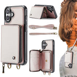 غطاء هاتف من الجلد مع محفظة بسحاب وسلسلتين JEEHOOD C22، لهواتف iPhone 17 Pro Max، iPhone 17 Pro، iPhone Air، iPhone 16 Pro Max، iPhone 16 Pro، iPhone 16 Plus، iPhone 16، iPhone 15 Pro Max