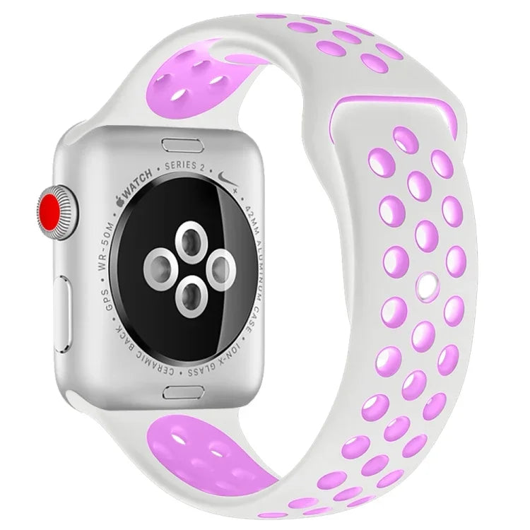 سوار ساعة سيليكون رياضي الإصدار القياسي، لسلسلة Apple Watch 7 مقاس 41 مم / 6 و SE و 5 و 4 مقاس 40 مم / 3 و 2 و 1 مقاس 38 مم، لساعات Apple Watch Ultra 49 مم / السلسلة 8 و 7 مقاس 45 مم / SE 2 و 6 و SE و 5 و 4 مقاس 44 مم / 3 و 2 و 1 مقاس 42 مم