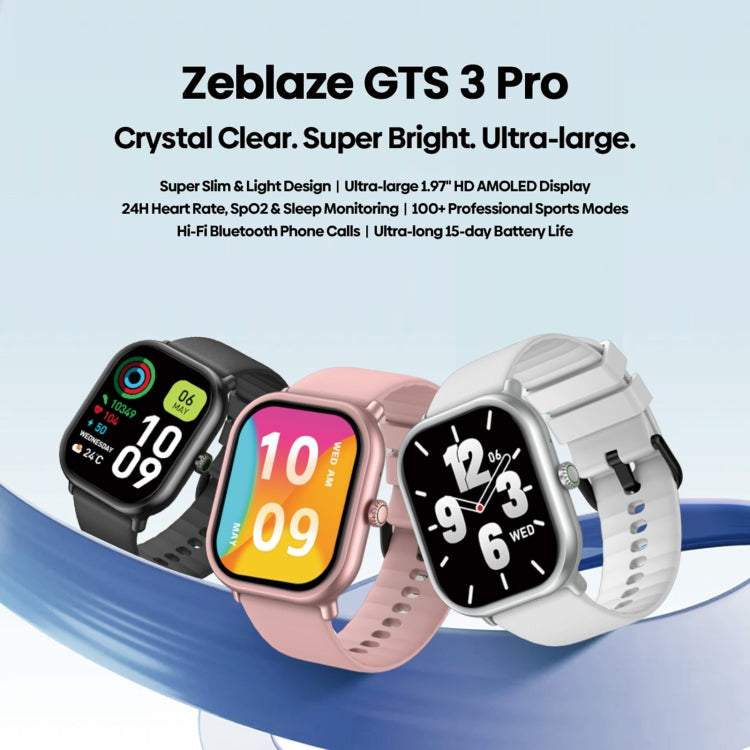 ساعة ذكية Zeblaze GTS 3 Pro IP68 بشاشة HD 1.97 بوصة للياقة البدنية