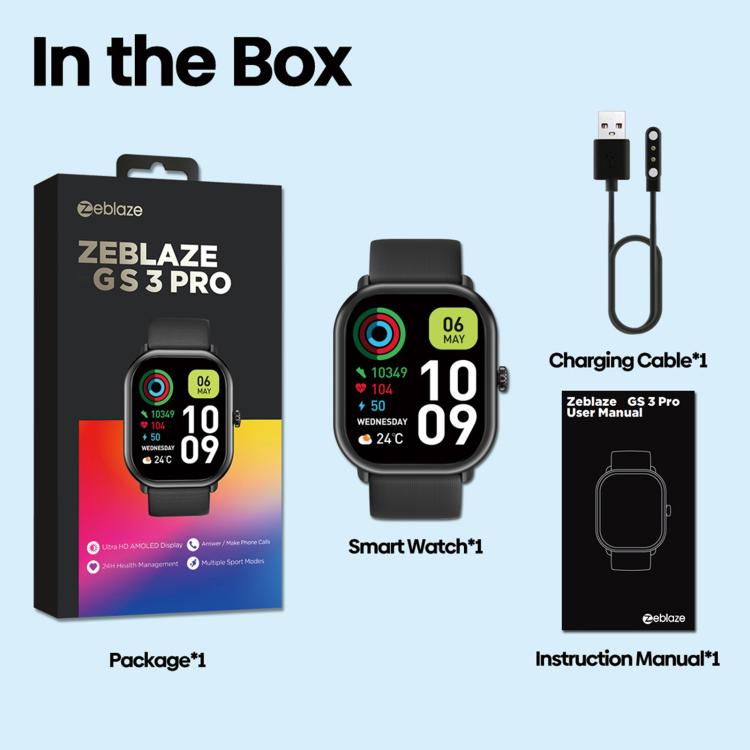 ساعة ذكية Zeblaze GTS 3 Pro IP68 بشاشة HD 1.97 بوصة للياقة البدنية