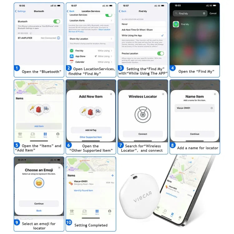 جهاز تعقب موقع لاسلكي لمفتاح السيارة VIECAR DW01 مضاد للضياع، VIECAR DW01