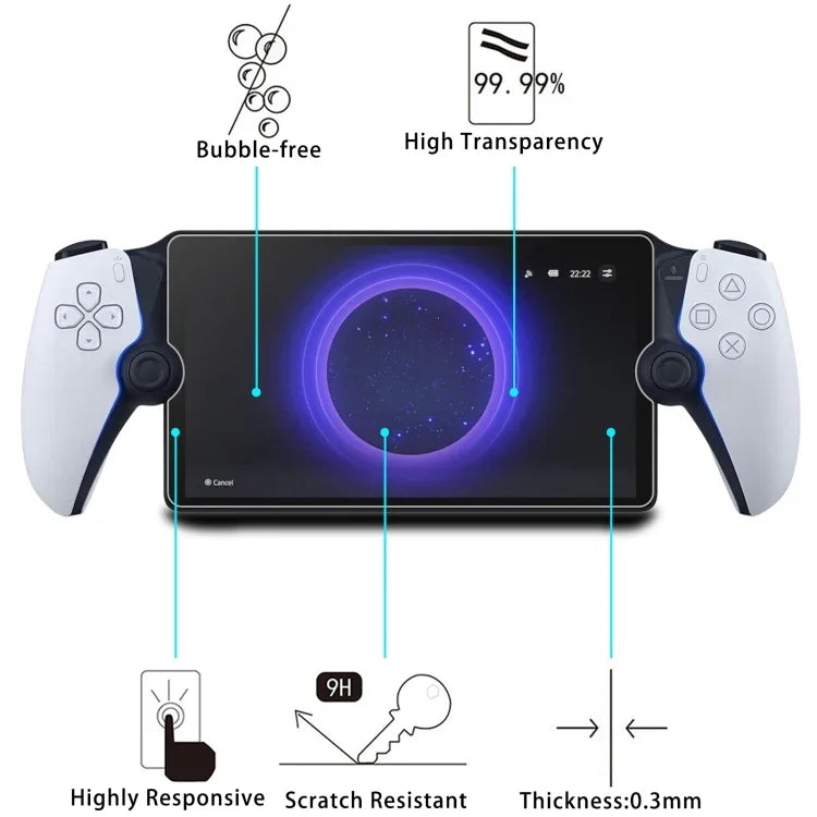 قطعتان من فيلم زجاجي مقسى مقاوم للانفجار 9H بسماكة 0.3 مم، قطعتان لـ Sony PS5