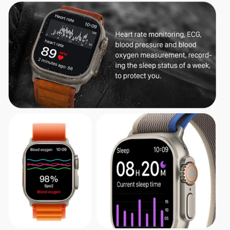 سوار ذكي S800 Ultra Max، ساعة ذكية بحزام سيليكون 1.5 بوصة، مكالمات بلوتوث / معدل ضربات القلب / ضغط الدم / نسبة الأكسجين في الدم