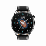 سوار ذكي TM05 Pro، ساعة ذكية بحزام جلد 1.46 بوصة مقاومة للماء IP67، مكالمات بلوتوث / معدل ضربات القلب / ضغط الدم / نسبة الأكسجين في الدم، حزام جلد