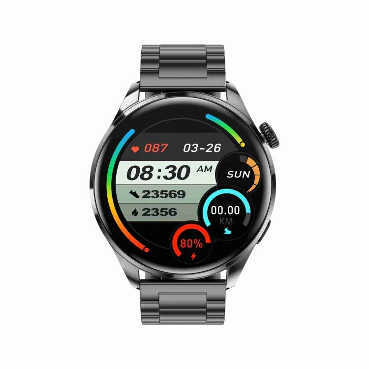 سوار ذكي TM05 Pro، ساعة ذكية بحزام فولاذي 1.46 بوصة مقاومة للماء IP67، مكالمات بلوتوث / معدل ضربات القلب / ضغط الدم / نسبة الأكسجين في الدم، حزام فولاذي