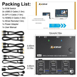 مفتاح KVM KC-KVM203DH لشاشات ثلاثية 8K 30Hz USB3.0 DP+DP+HDMI، قابس أوروبي، KC-KVM203DH