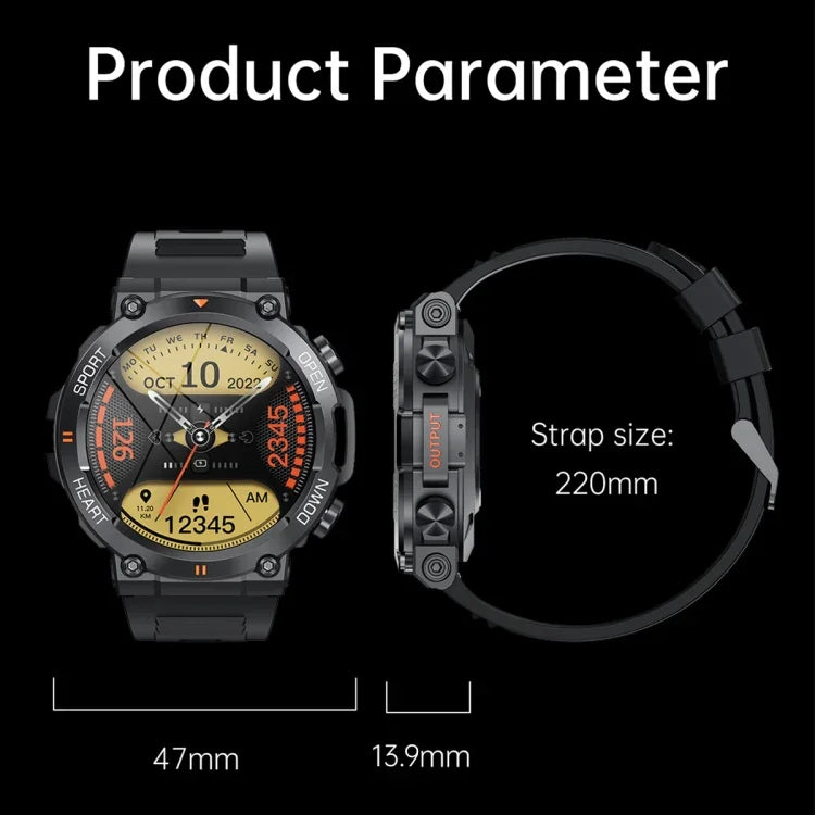 سوار ذكي K56 Pro بحزام فولاذي 1.39 بوصة يدعم مراقبة معدل ضربات القلب / ضغط الدم، حزام فولاذي (ميلانيزي أسود)، حزام فولاذي (ثلاثي الخيوط أسود)، حزام فولاذي (وصلات بامبو سوداء)