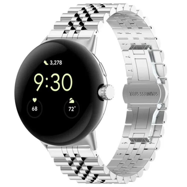 سوار ساعة معدني من الفولاذ المقاوم للصدأ بسبع خرزات، لساعة Google Pixel 4 / 3 / 2 / 1 مقاس 41مم