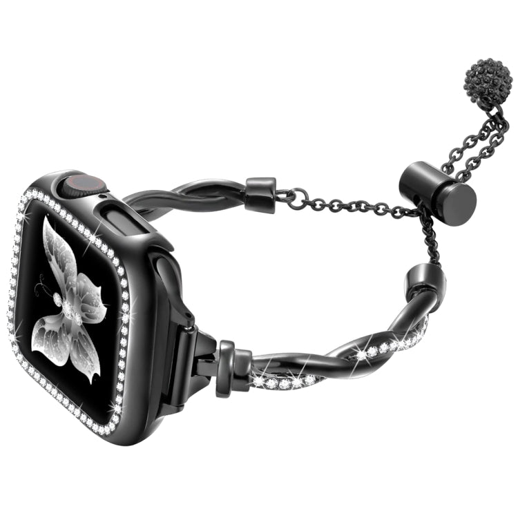 Twist Bracelet Diamond Metal Watch Band, For Apple Watch SE 2022 44mm, For Apple Watch Series 7 41mm, For Apple Watch Series 7 45mm, For Apple Watch SE 40mm, For Apple Watch SE 44mm, For Apple Watch 6 40mm, For Apple Watch Series 6 44mm                ...
