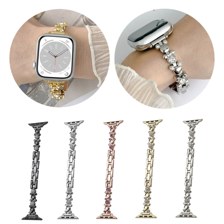 Metal Diamond Bear Chain Watch Band, For Apple Watch SE 2023 44mm, For Apple Watch SE 2023 40mm, For Apple Watch Ultra 2 49mm, For Apple Watch Series 9 45mm, For Apple Watch Series 9 41mm, For Apple Watch Ultra 49mm, For Apple Watch Series 8 41mm      ...