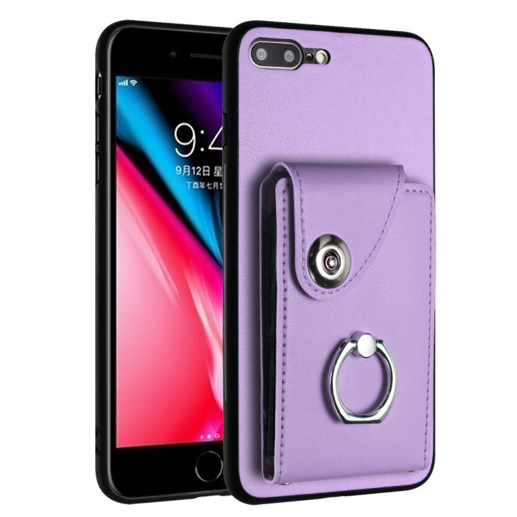 حافظة هاتف مع حامل حلقة وحقيبة بطاقات Organ، لهواتف iPhone 8 Plus / 7 Plus